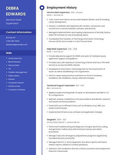 Service Desk Supervisor Resume