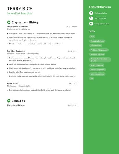Service Desk Supervisor Resume