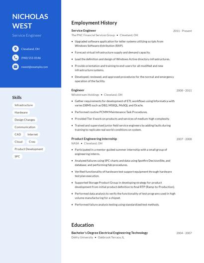 Service Engineer Resume