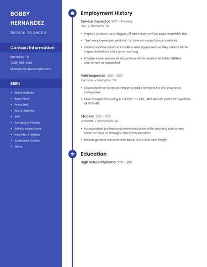 Service Inspector Resume