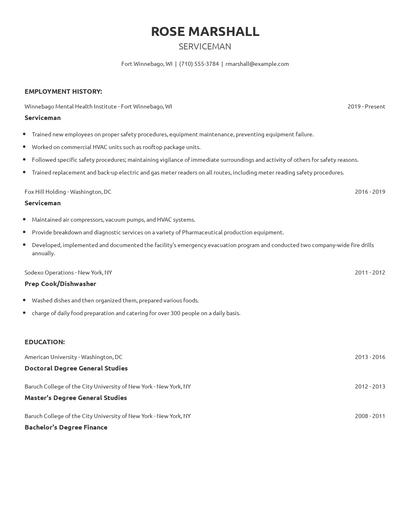 Serviceman Resume