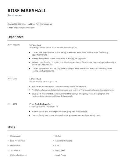 Serviceman Resume