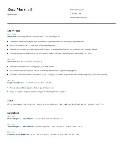 Serviceman Resume