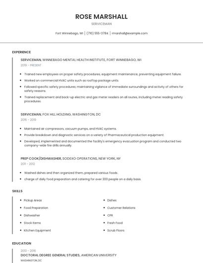 Serviceman Resume