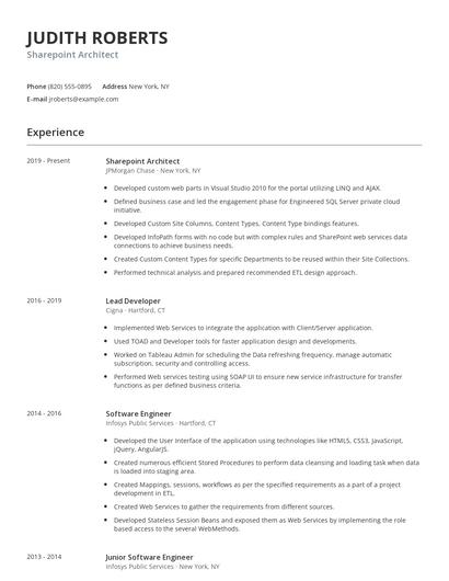 Sharepoint Architect Resume