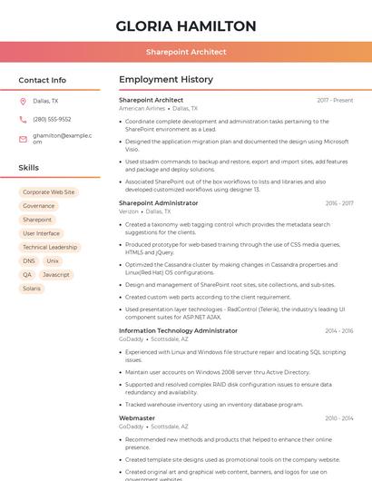 Sharepoint Architect Resume