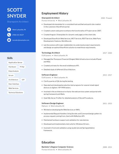 Sharepoint Architect Resume