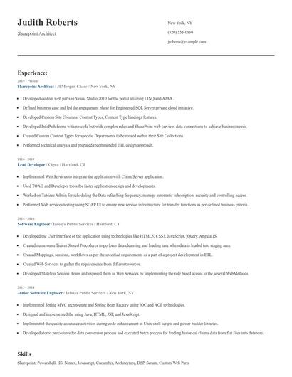 Sharepoint Architect Resume