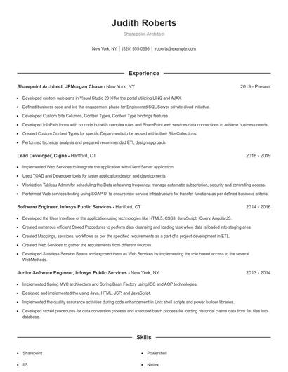 Sharepoint Architect Resume