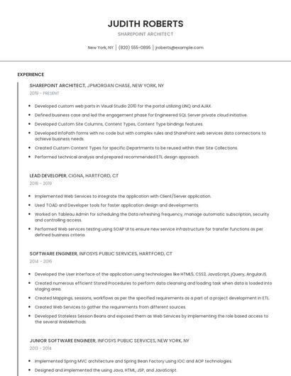 Sharepoint Architect Resume