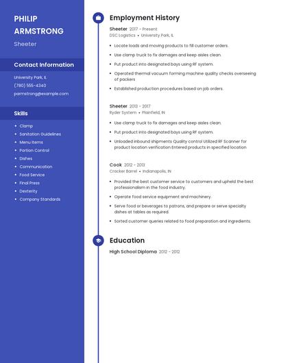 Sheeter Resume
