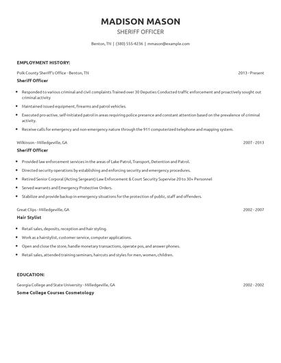 Sheriff Officer Resume