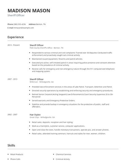 Sheriff Officer Resume