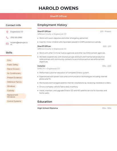 Sheriff Officer Resume