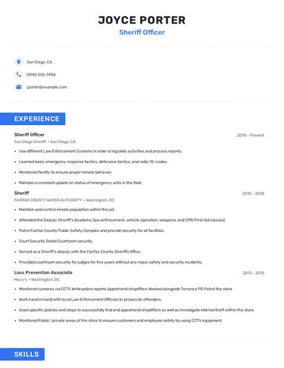 Sheriff Officer Resume
