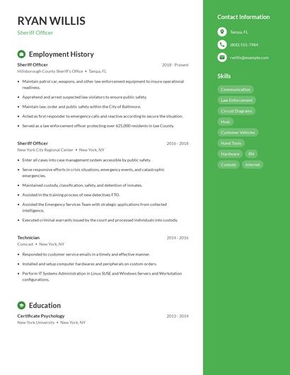 Sheriff Officer Resume