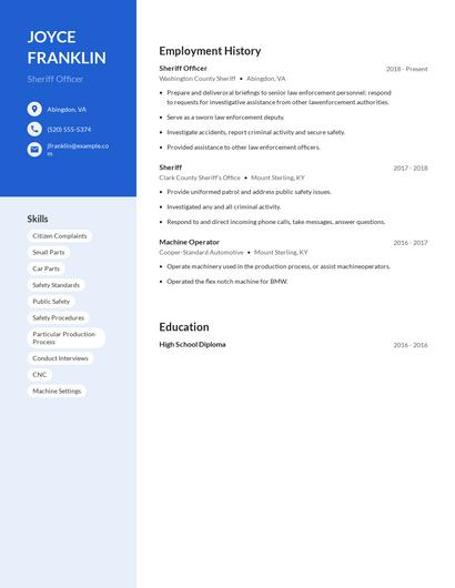 Sheriff Officer Resume
