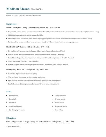 Sheriff Officer Resume