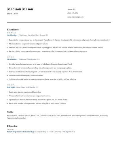 Sheriff Officer Resume