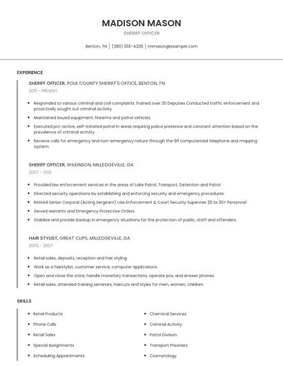 Sheriff Officer Resume