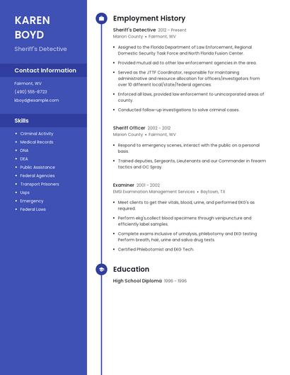 Sheriff's Detective Resume