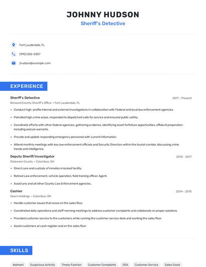 Sheriff's Detective Resume