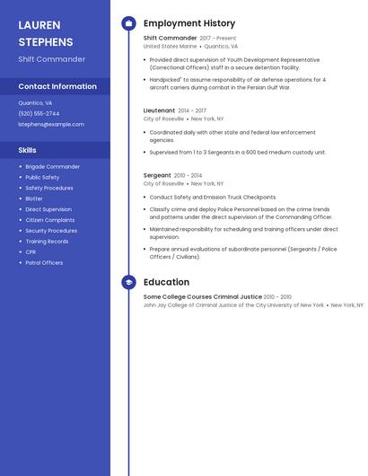 Shift Commander Resume