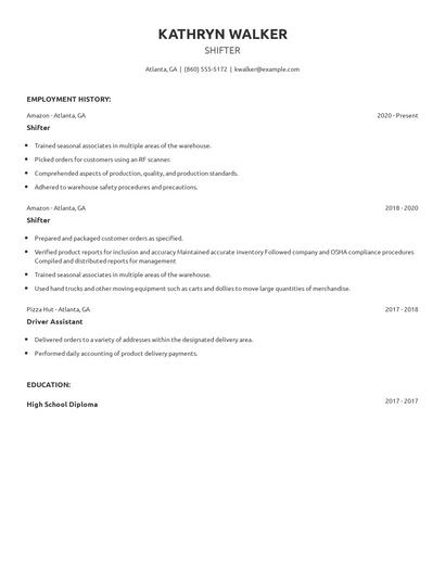 Shifter Resume