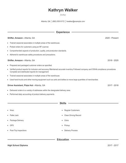 Shifter Resume