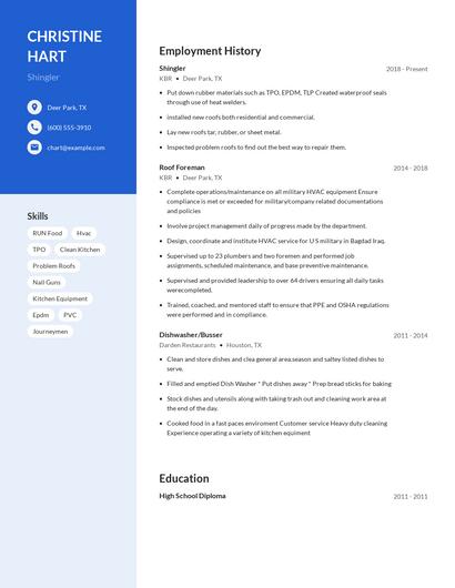 Shingler Resume