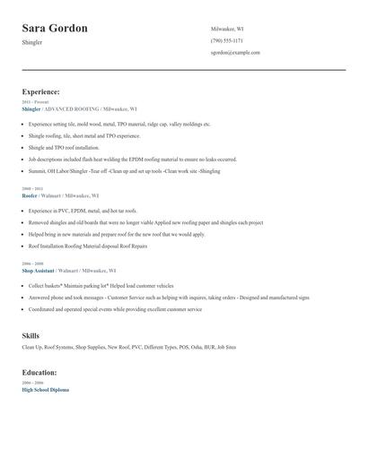 Shingler Resume