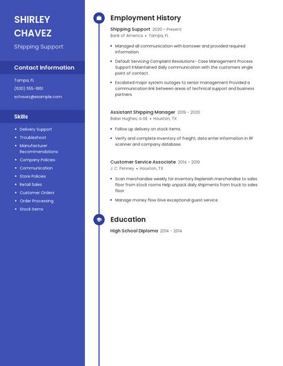 Shipping Support Resume