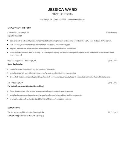 Sign Technician Resume