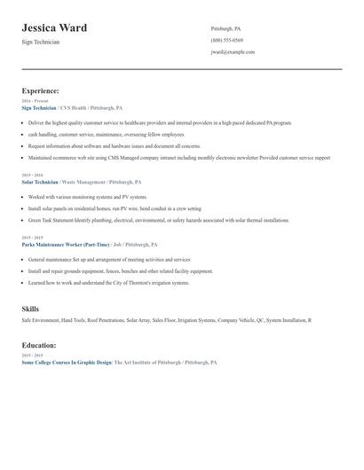 Sign Technician Resume
