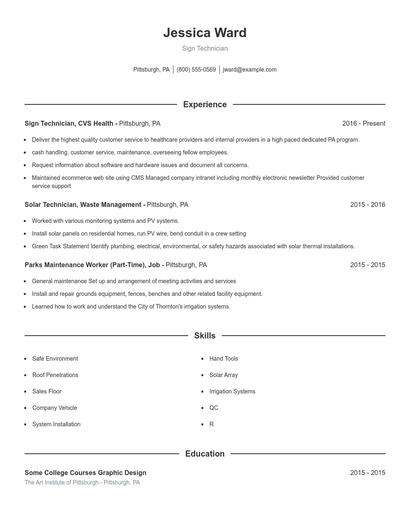 Sign Technician Resume