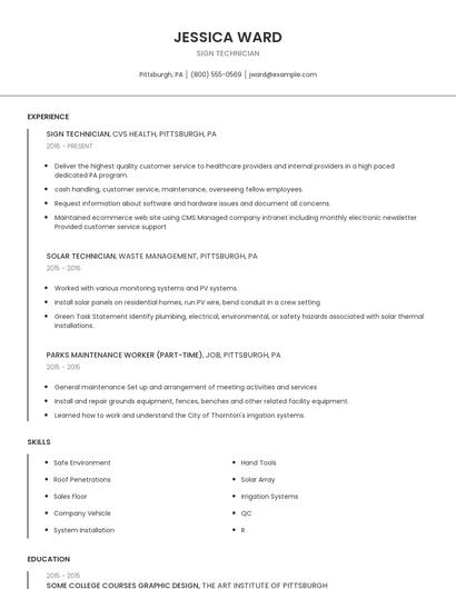 Sign Technician Resume