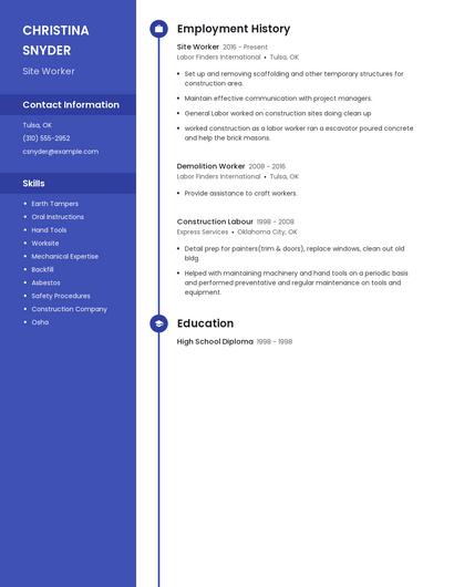 Site Worker Resume