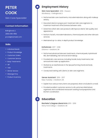 Skin Care Specialist Resume