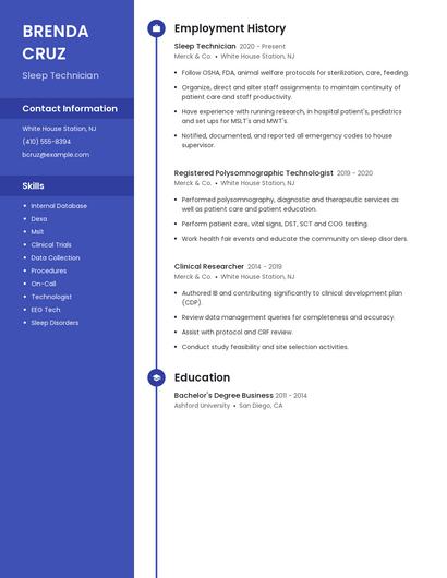 Sleep Technician Resume