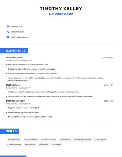 Slot Ambassador Resume