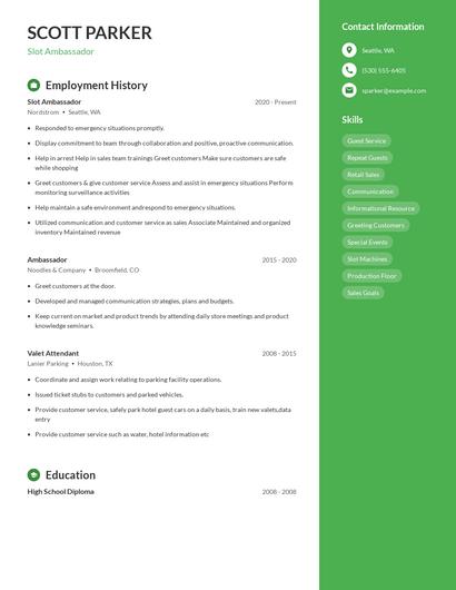 Slot Ambassador Resume