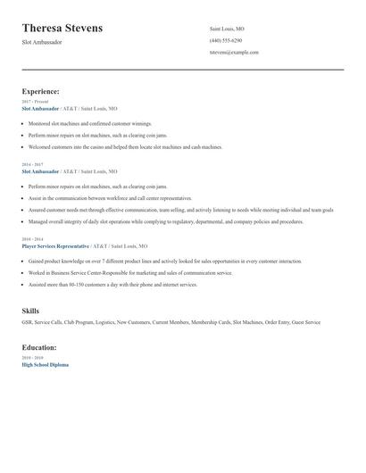 Slot Ambassador Resume