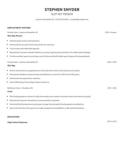 Slot Key Person Resume