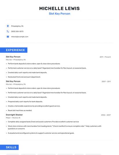 Slot Key Person Resume