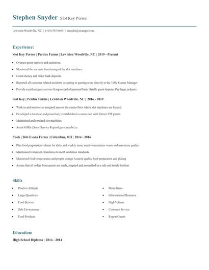 Slot Key Person Resume
