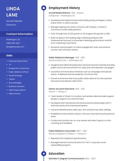 Social Media Director Resume