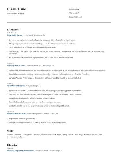 Social Media Director Resume