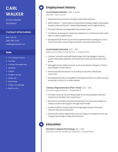 Social Media Marketer Resume