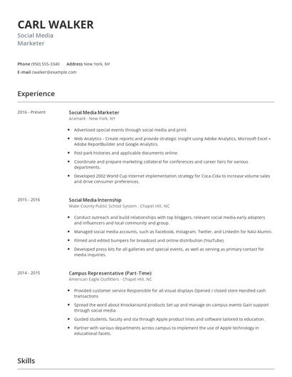 Social Media Marketer Resume