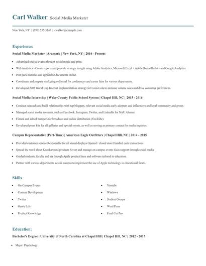 Social Media Marketer Resume